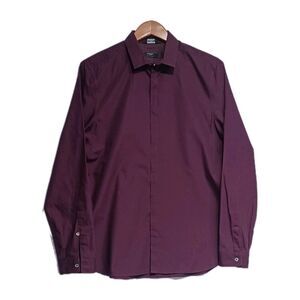 Paul Smith Men Plum Hidden Button Up Long Sleeve Italy Size 15.5/39